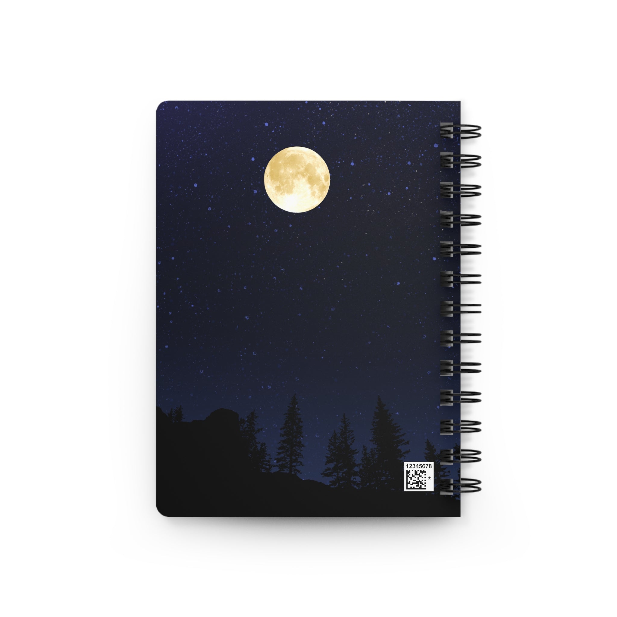 Moonlit Forest Spiral Journal — Lined Night Sky Notebook