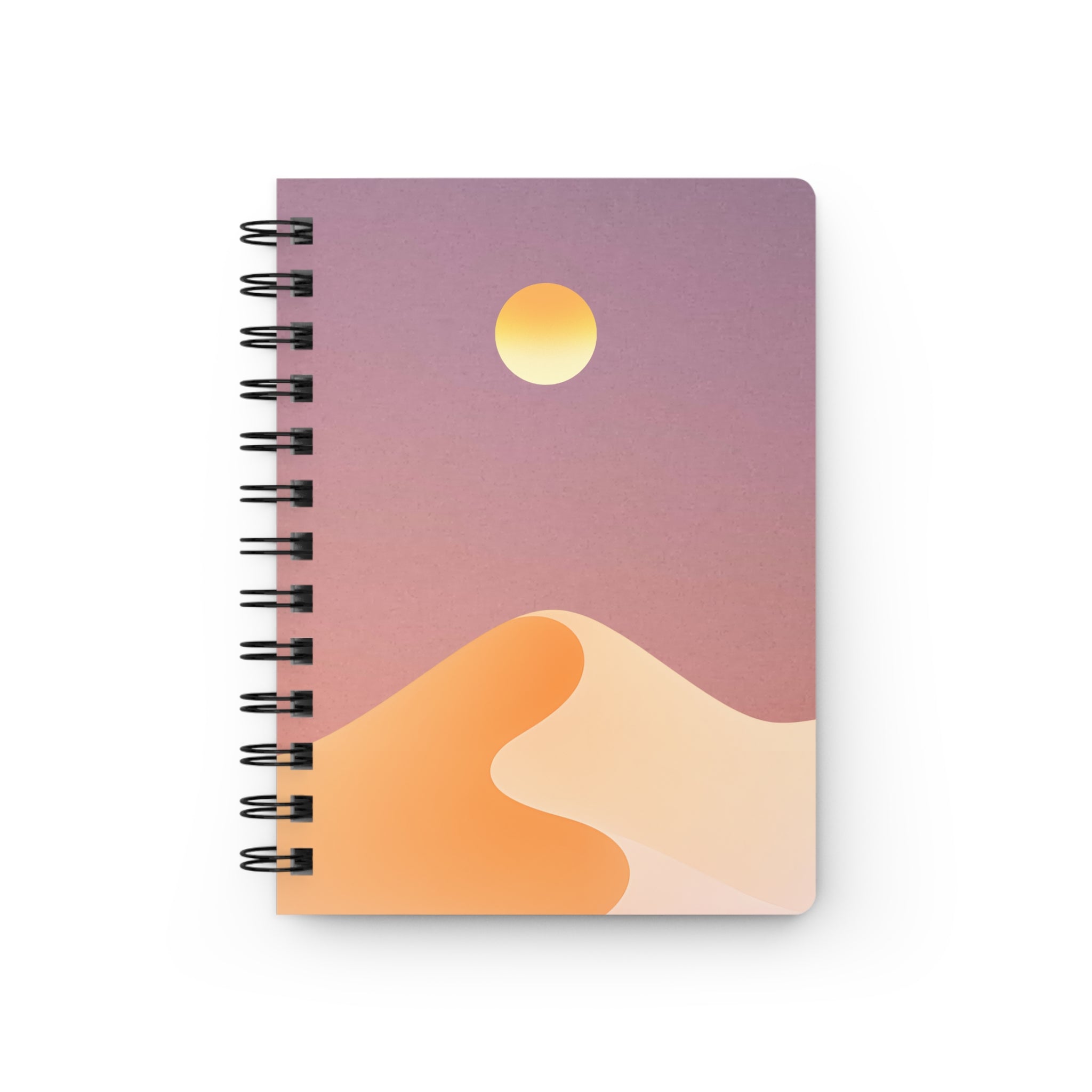 Desert Sunset Spiral Journal — Minimal Sun & Dune Notebook