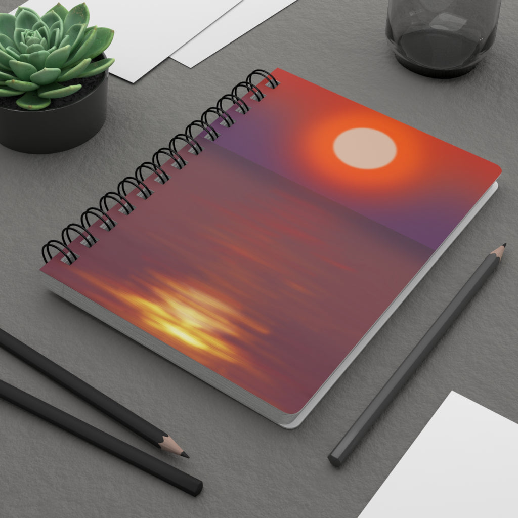 Sunset Ocean Spiral Notebook — Serene Beach Journal for Travel, Reflection & Gratitude