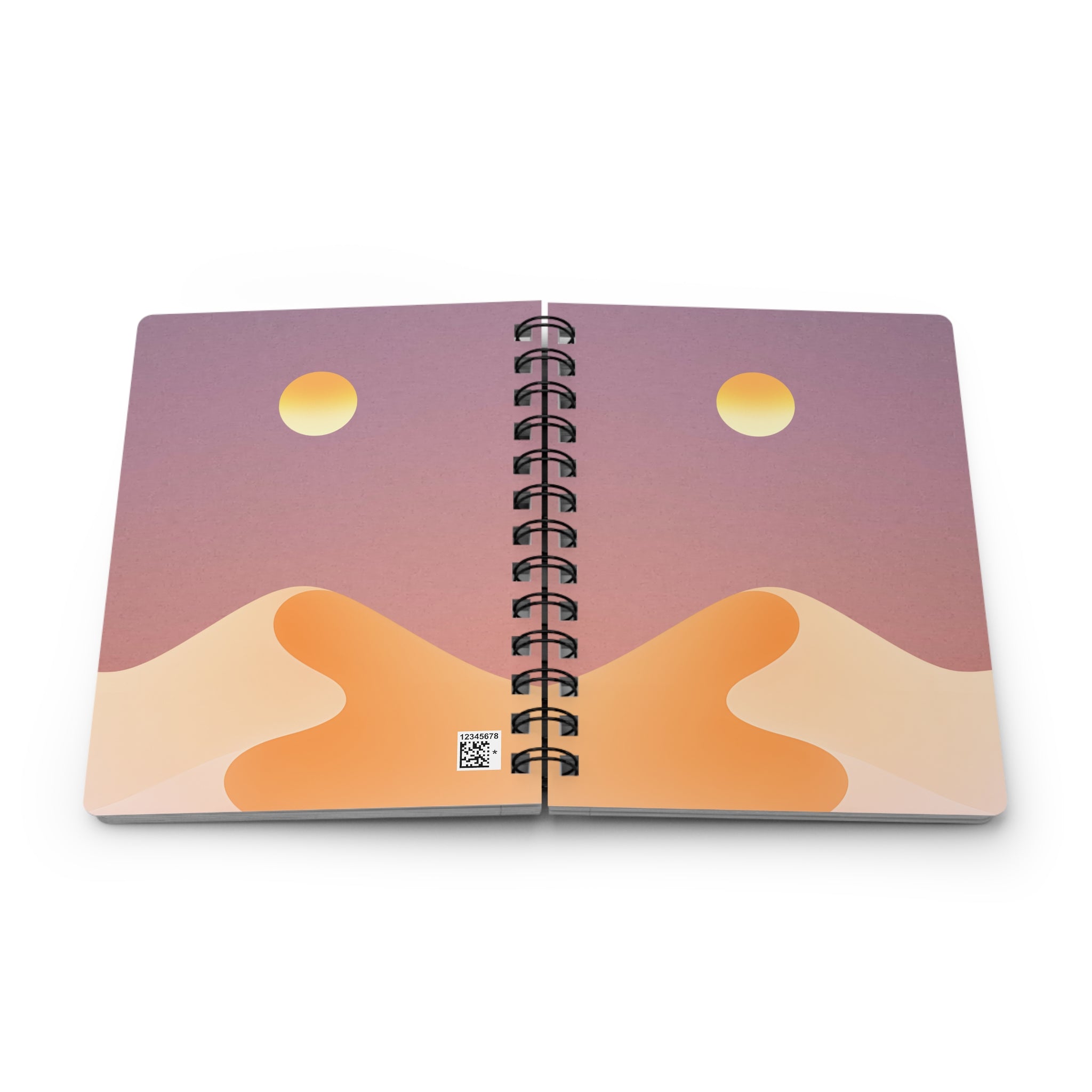 Desert Sunset Spiral Journal — Minimal Sun & Dune Notebook