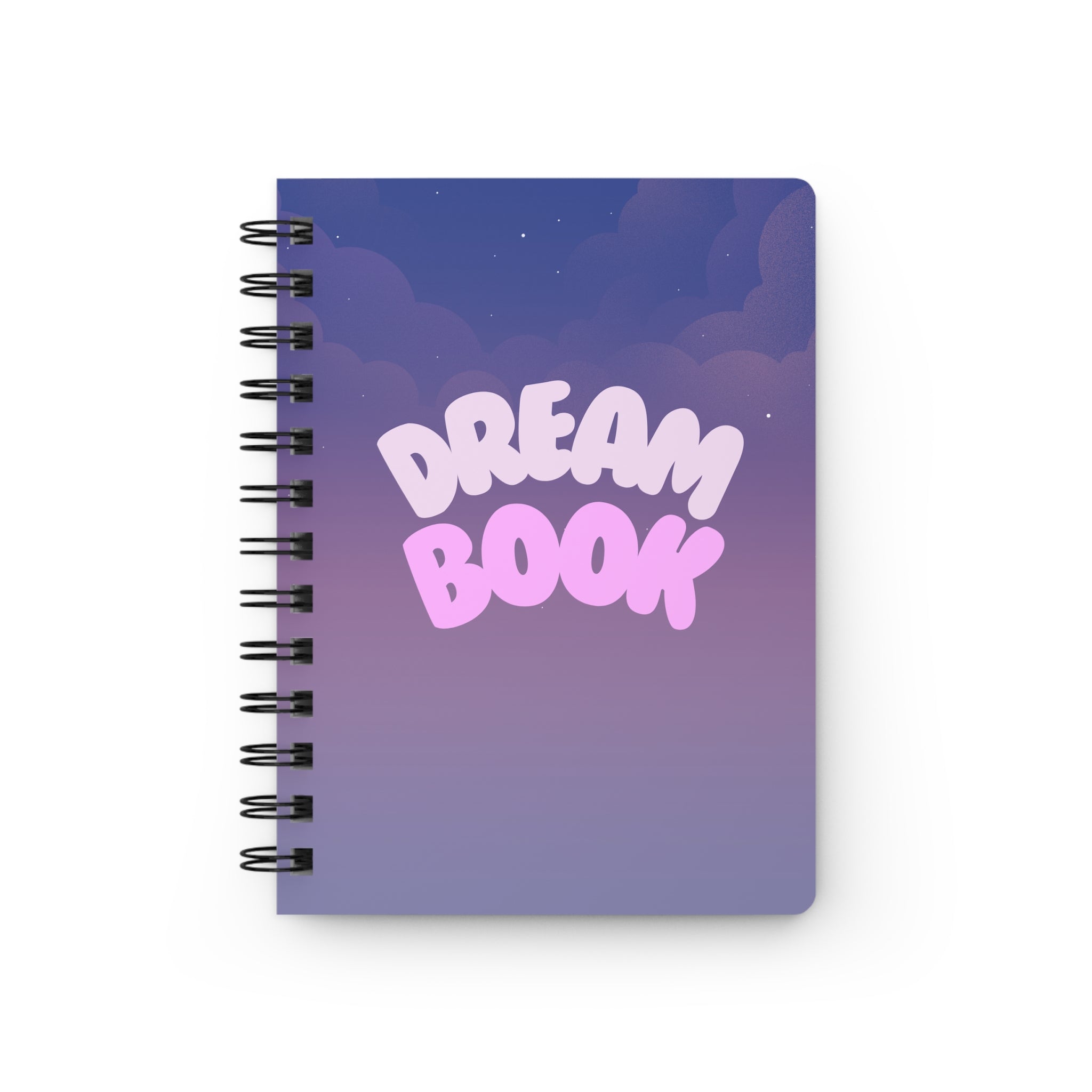 Dream Book Spiral Journal — Purple Cloudy Night Sky Notebook for Dreams & Bedtime Notes