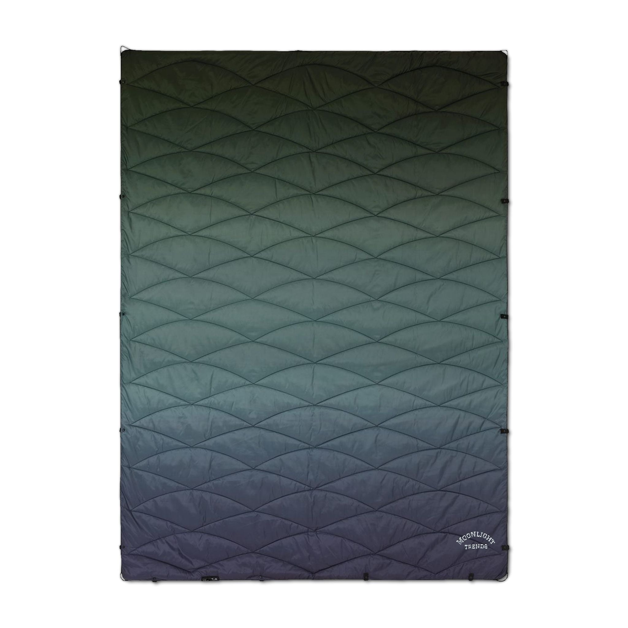Embroidered Ombre Puffer Blanket — Cozy Quilted Throw for Camping & Home