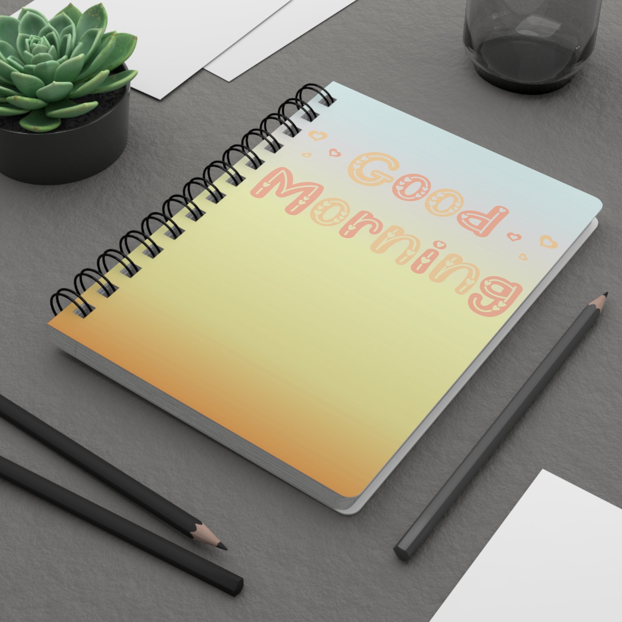 Good Morning Spiral Journal — Pastel Gradient Notebook for Daily Notes & Morning Routines
