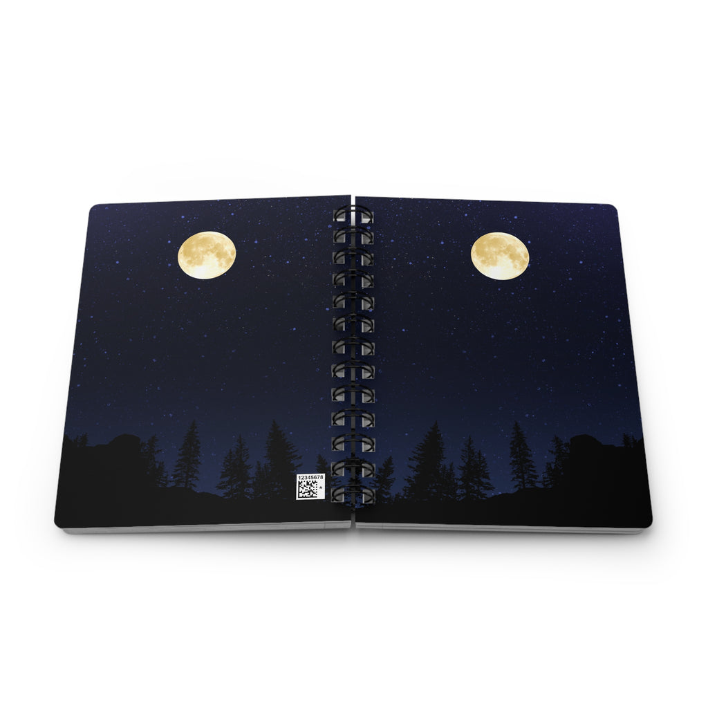 Moonlit Forest Spiral Journal — Lined Night Sky Notebook