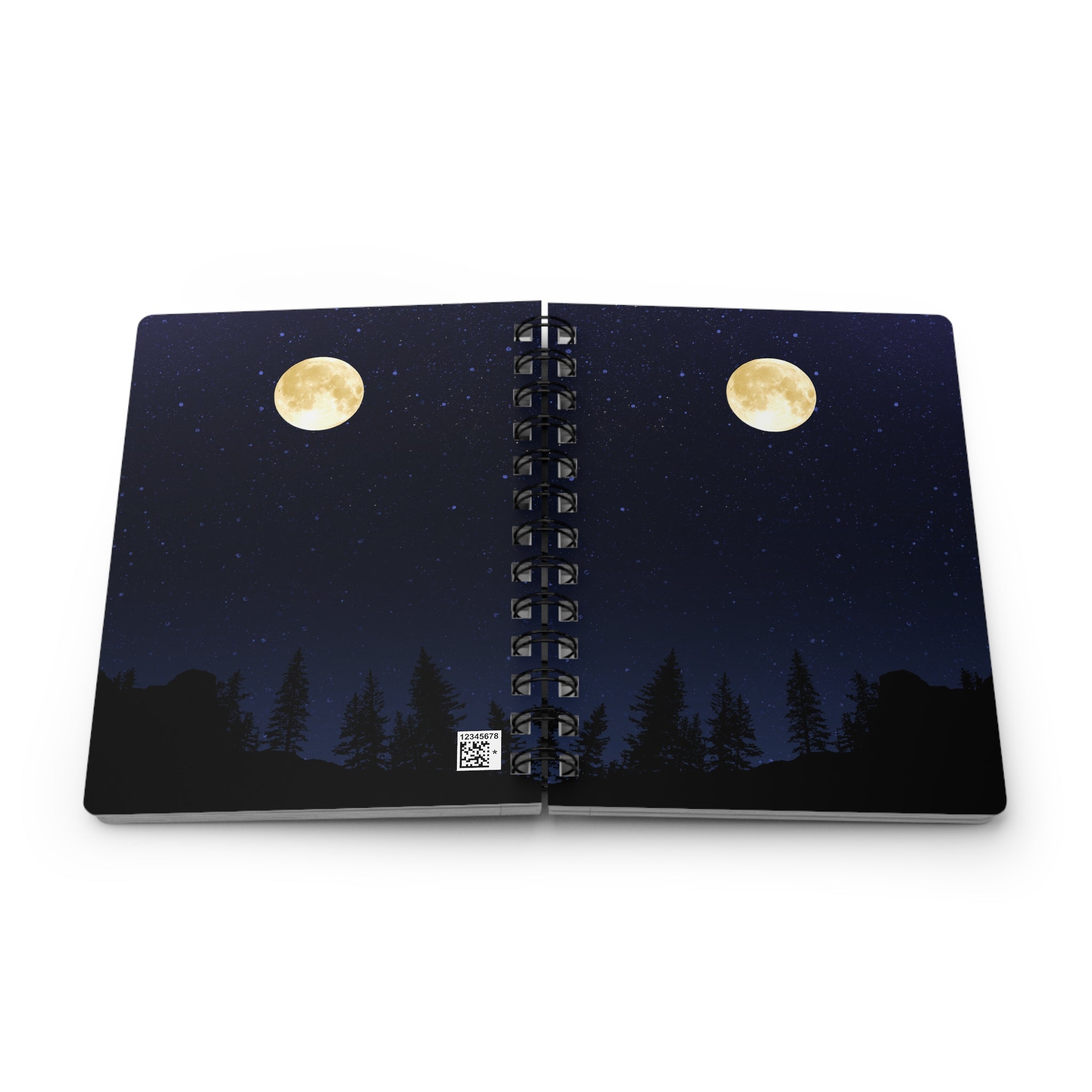 Moonlit Forest Spiral Journal — Lined Night Sky Notebook