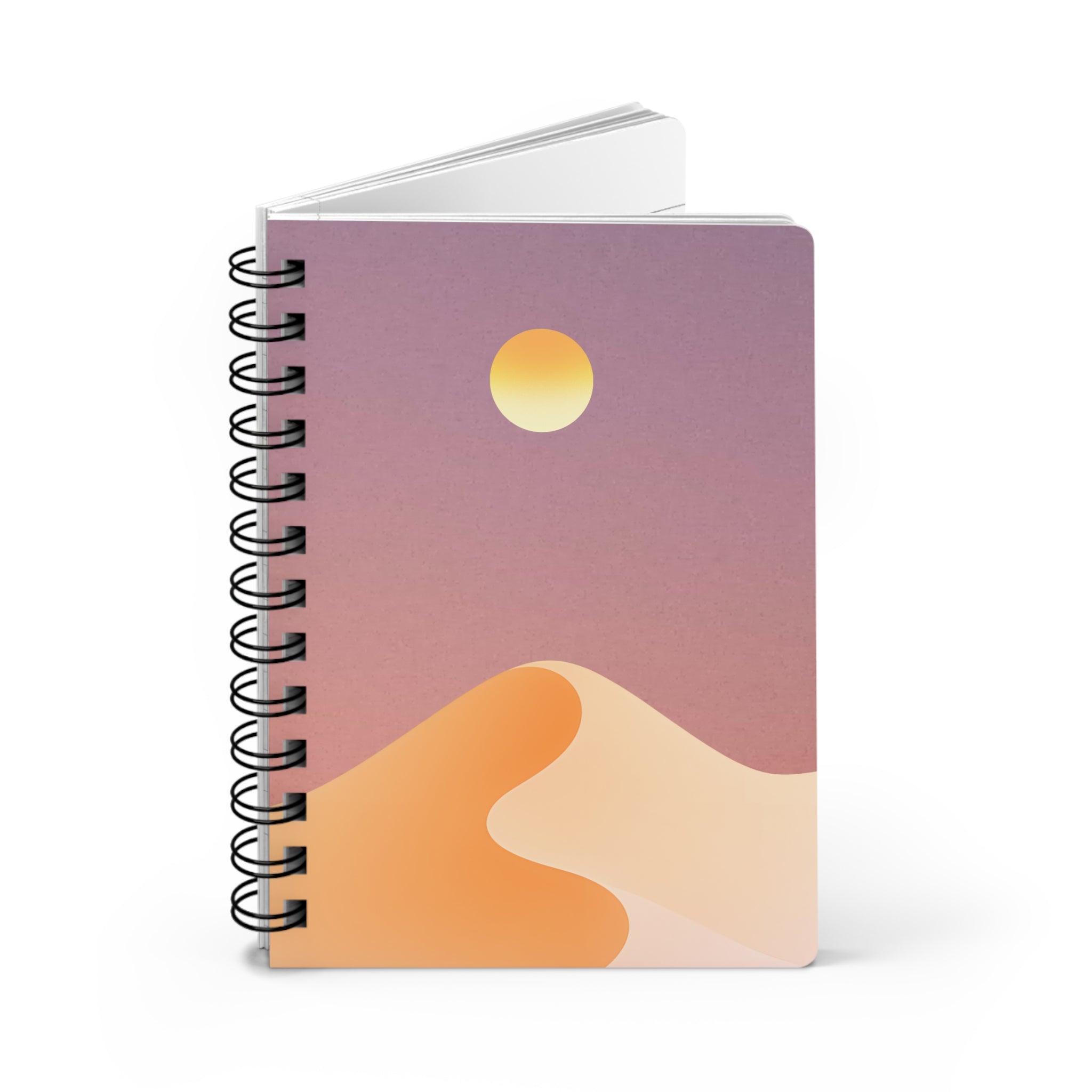 Desert Sunset Spiral Journal — Minimal Sun & Dune Notebook