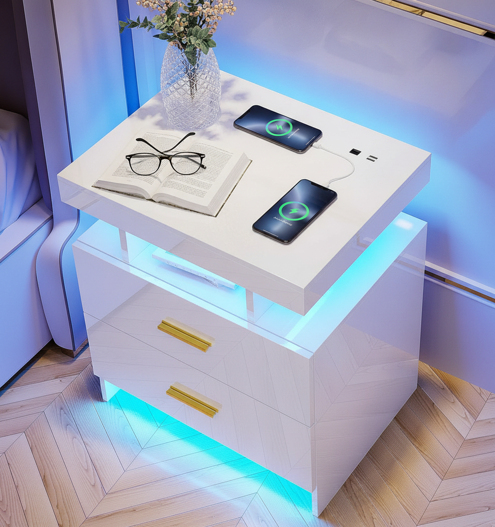 Smart LED Nightstand with Charging